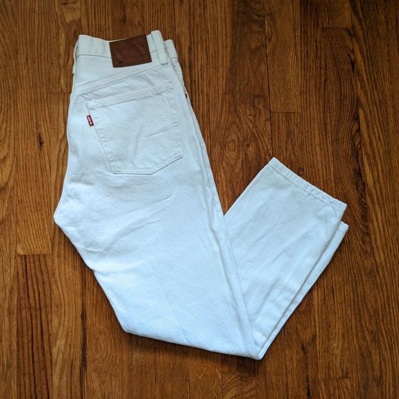 Levi's 501 White Straight Leg Jeans, Big E, W26 L26 - Picture 14 of 14